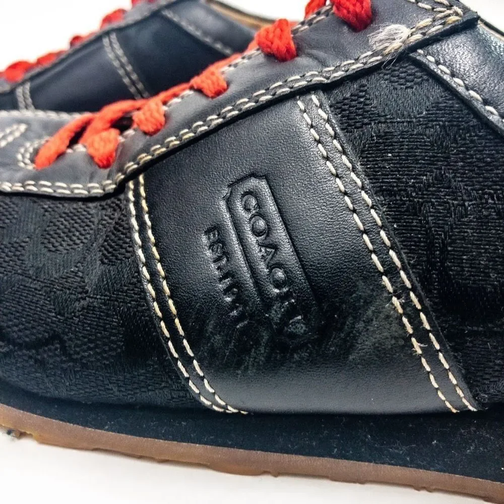 Coach Noella Black Leather and Canvas Sneakers Sz 5M